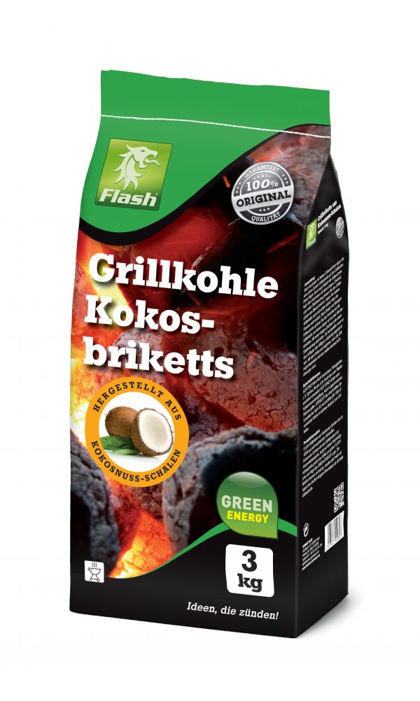 55030 FLASH Grillkohle Kokosbrikett 3 kg
