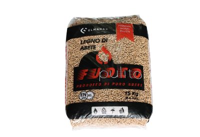 Ein Sack mit 15 kg Holzpellets nach DIN-Pkus Norm